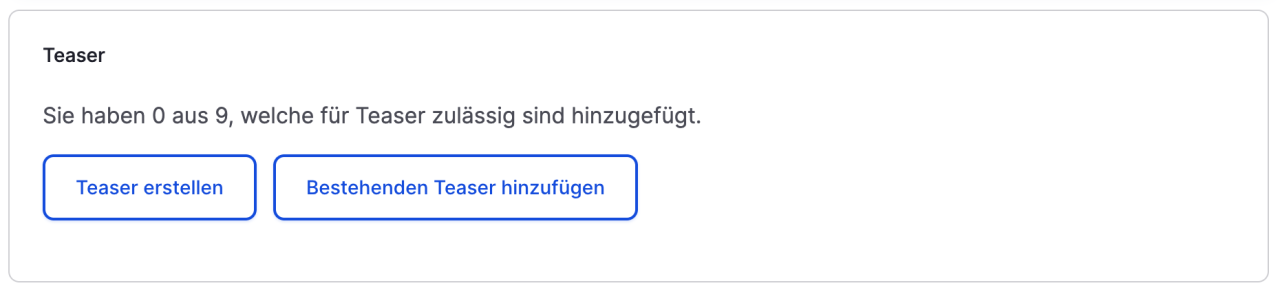 Teaser anlegen oder hinzufügen Teaser anlegen oder hinzufügen